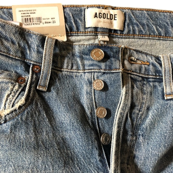 Agolde Freya High Rise Slim Blue Jeans Size 23 Quiver Med-Light Wash NWT NEW - Picture 15 of 16